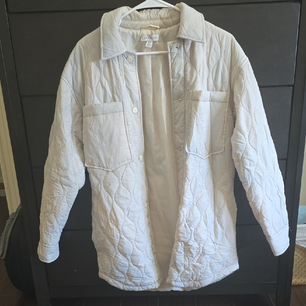 Topshop Quilted Utility Jacket - Cream